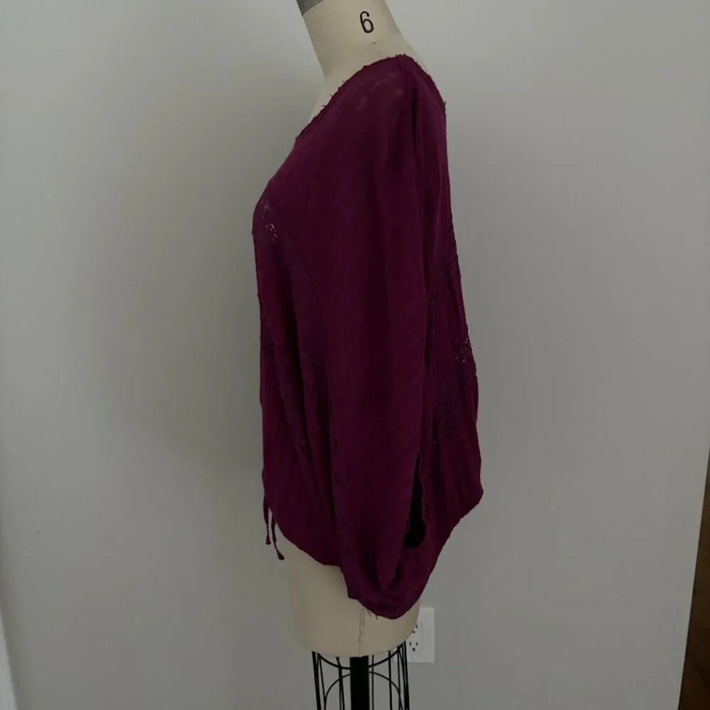 Free People I'm Your Baby Lace Crochet Pullover Plum Boho Preppy S